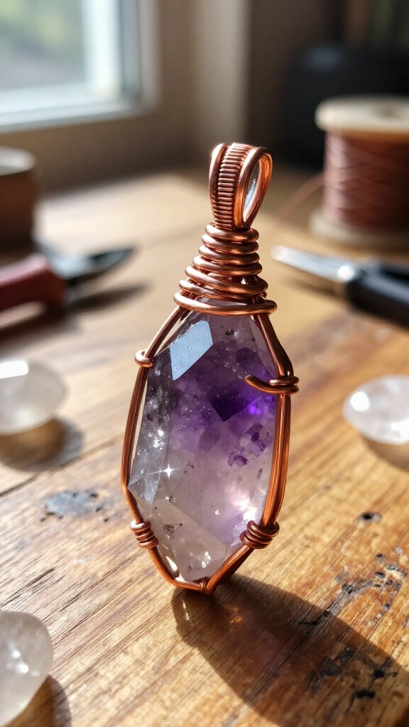 Wire-Wrapped Raw Crystal Pendant
