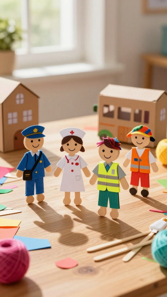 Popsicle Stick Town Helpers Puppets