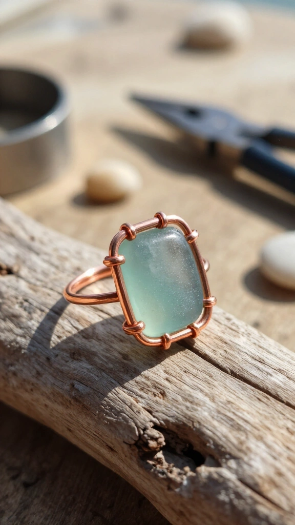 Wire-Wrapped Sea Glass Ring