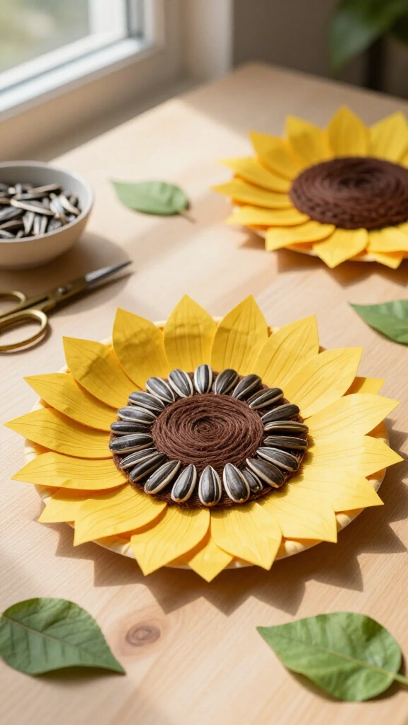 Bright Paper Plate Sunflowers