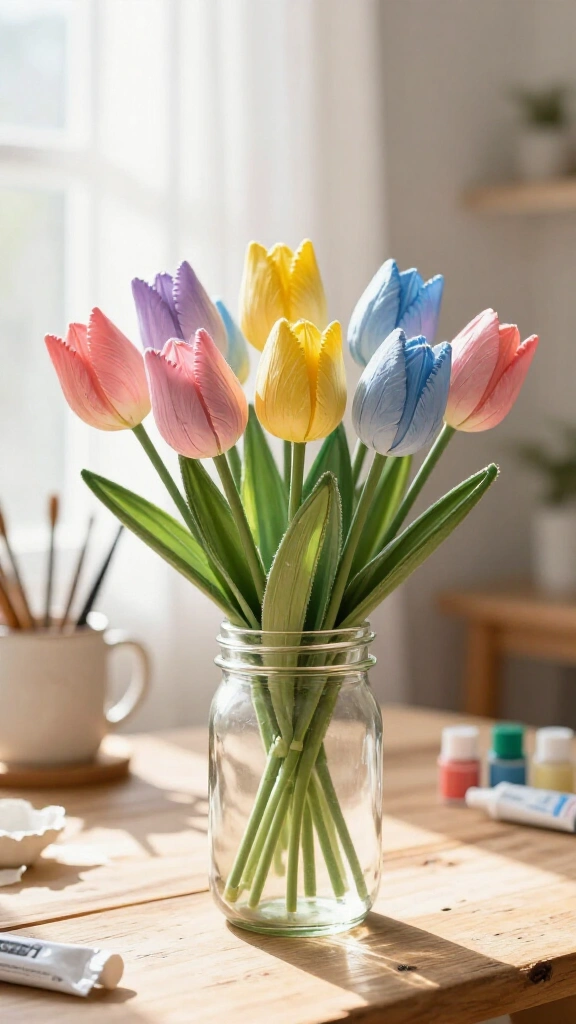 Upcycled Egg Carton Spring Tulips
