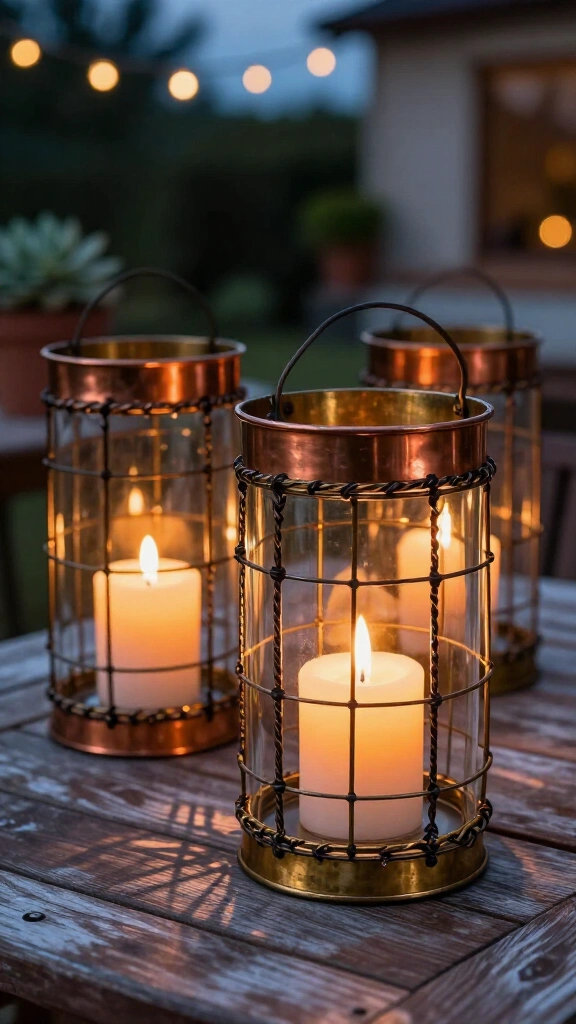 Industrial Wire Mesh Candle Lanterns