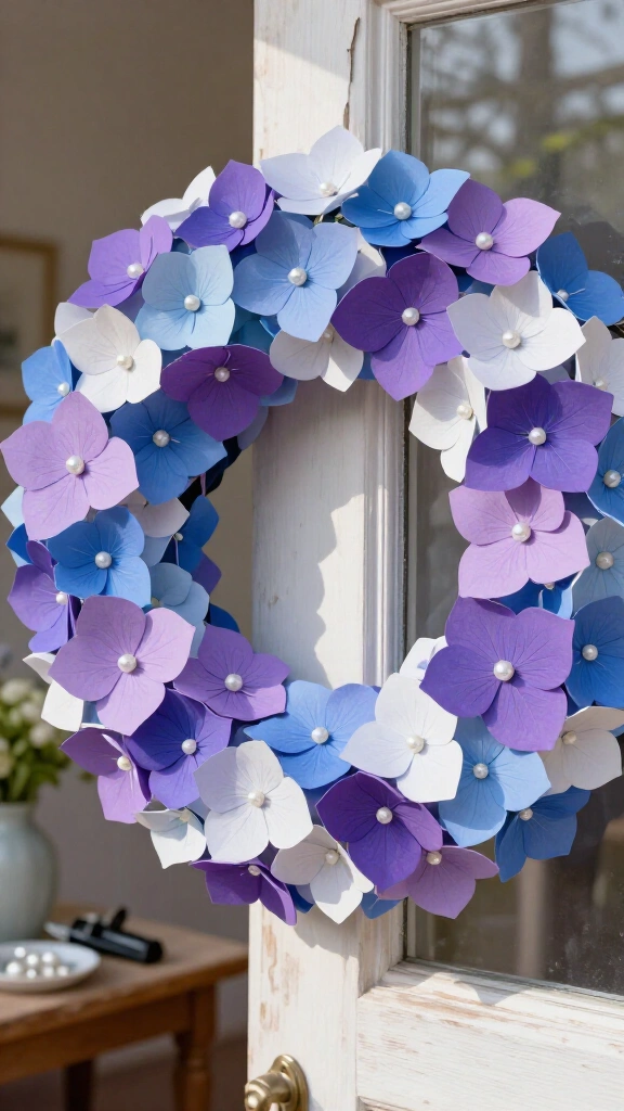 Lush Cardstock Hydrangea Wreath