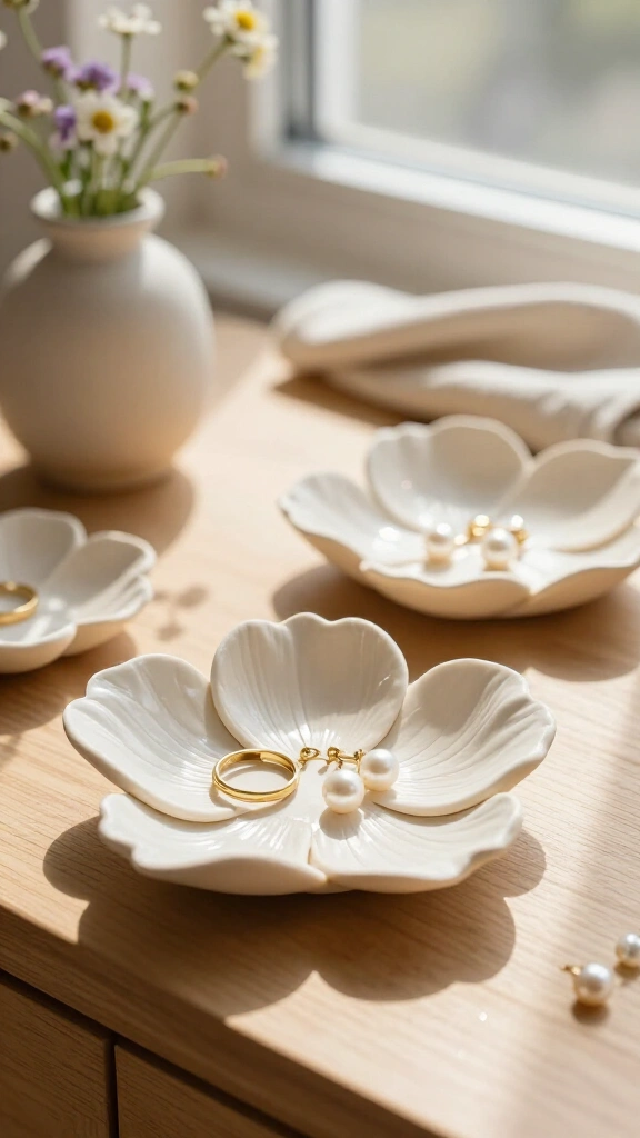 Sculpted Air-Dry Clay Petal Dishes