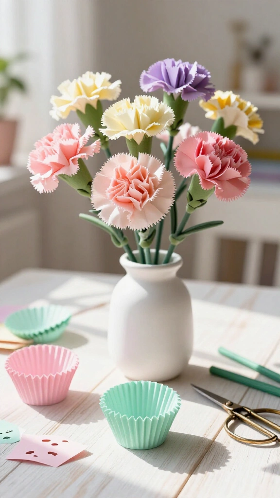 Pastel Cupcake Liner Carnations