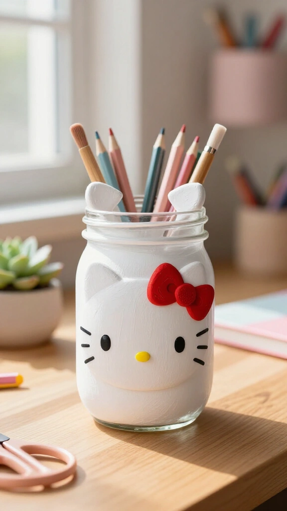 Upcycled mason jar desk organizer