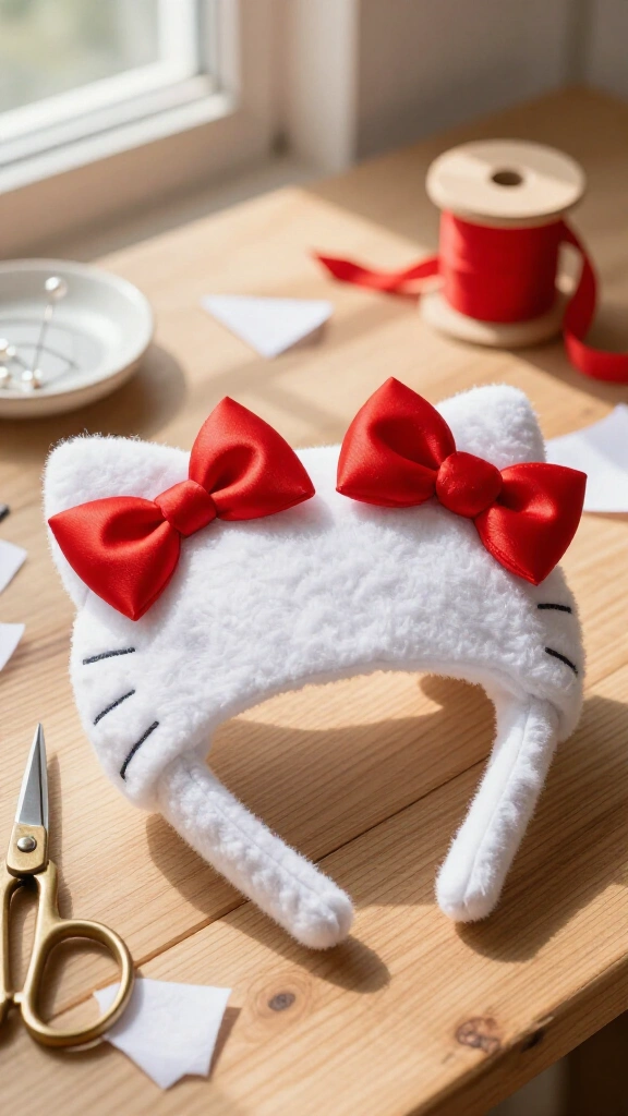 DIY Hello Kitty plush headband