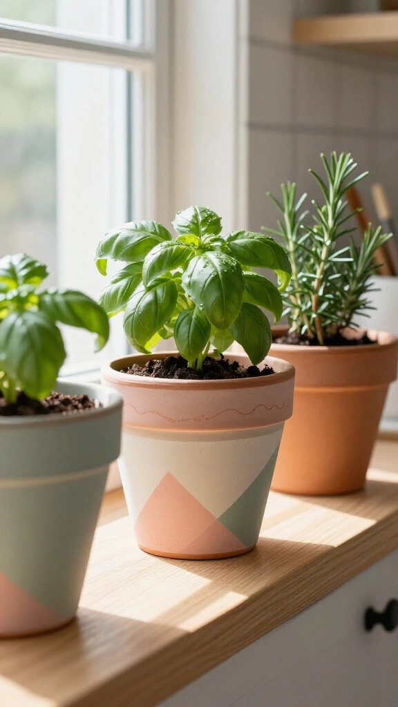Painted Terracotta Herb Pots