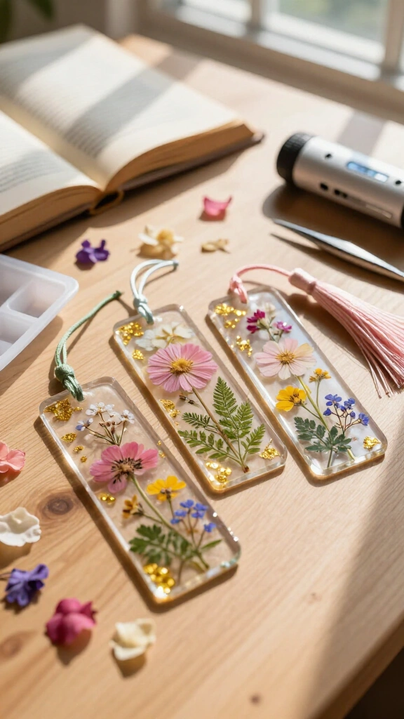 Pressed Flower Resin Bookmarks