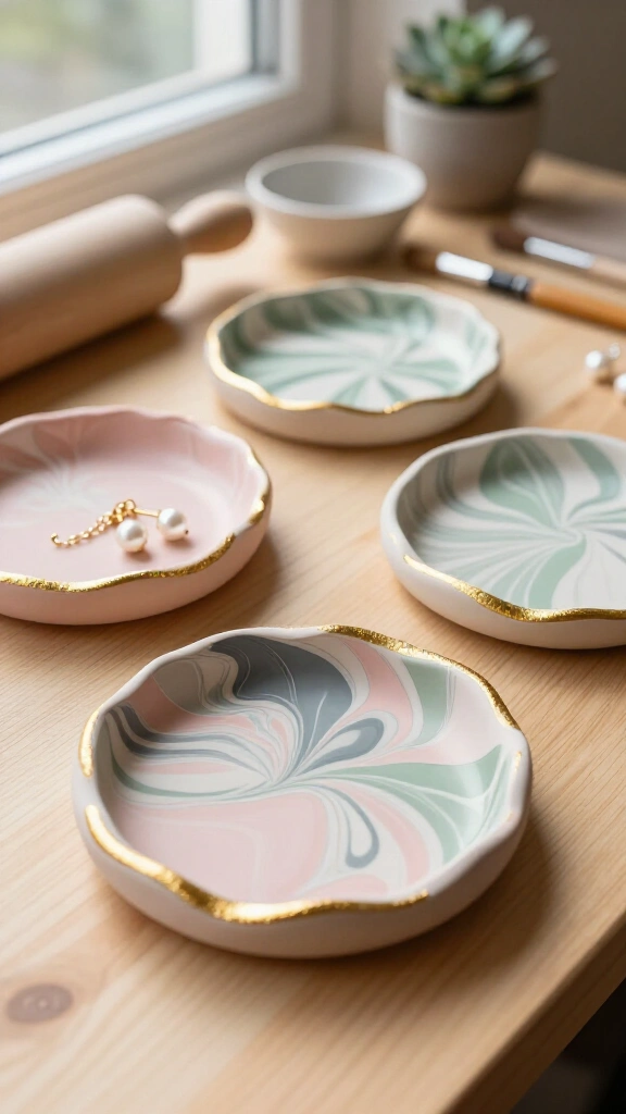 DIY Marbled Clay Trinket Dishes
