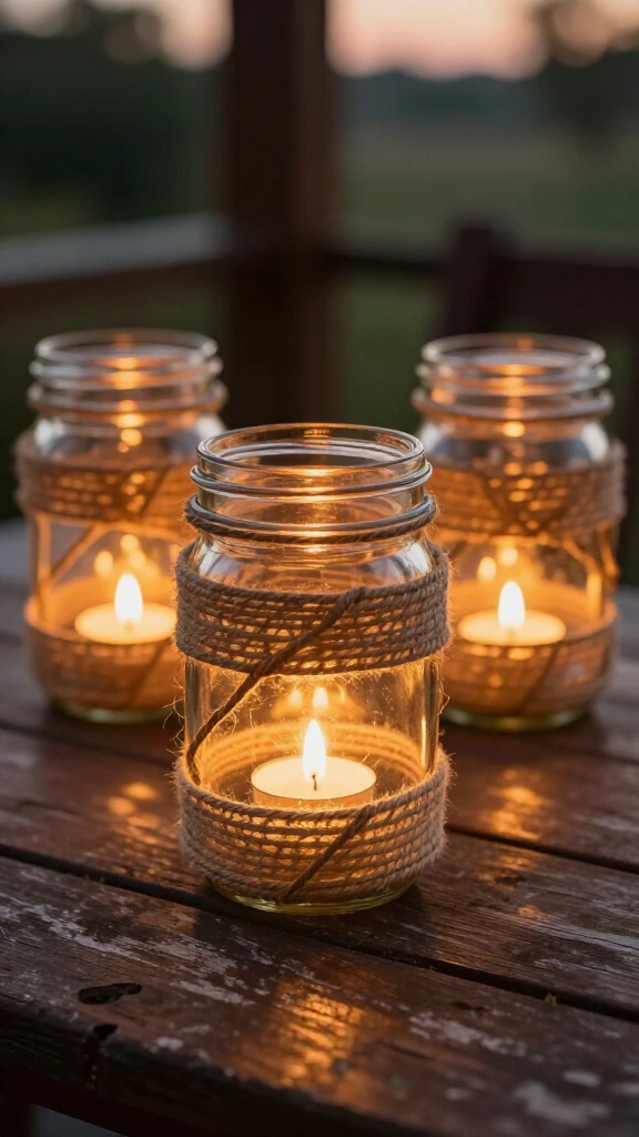 Twine-Wrapped Mason Jar Lanterns