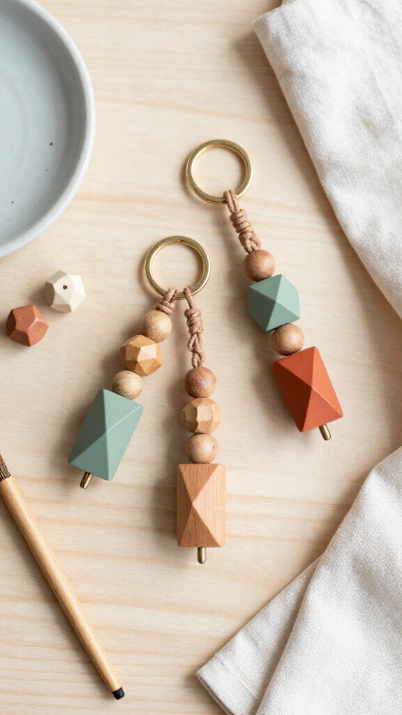 Minimalist Wooden Bead Keychains