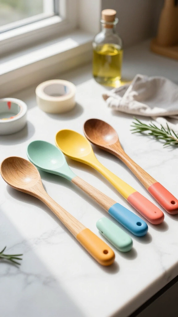 Hand-Dipped Wooden Kitchen Spoons
