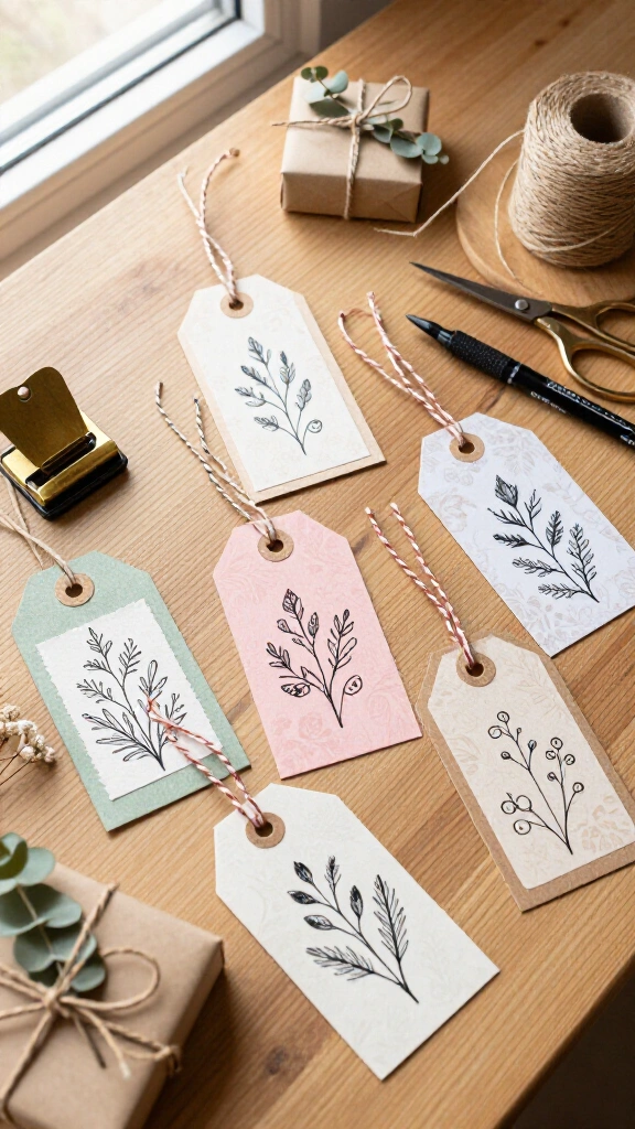 Hand-Lettered Scrapbook Paper Gift Tags
