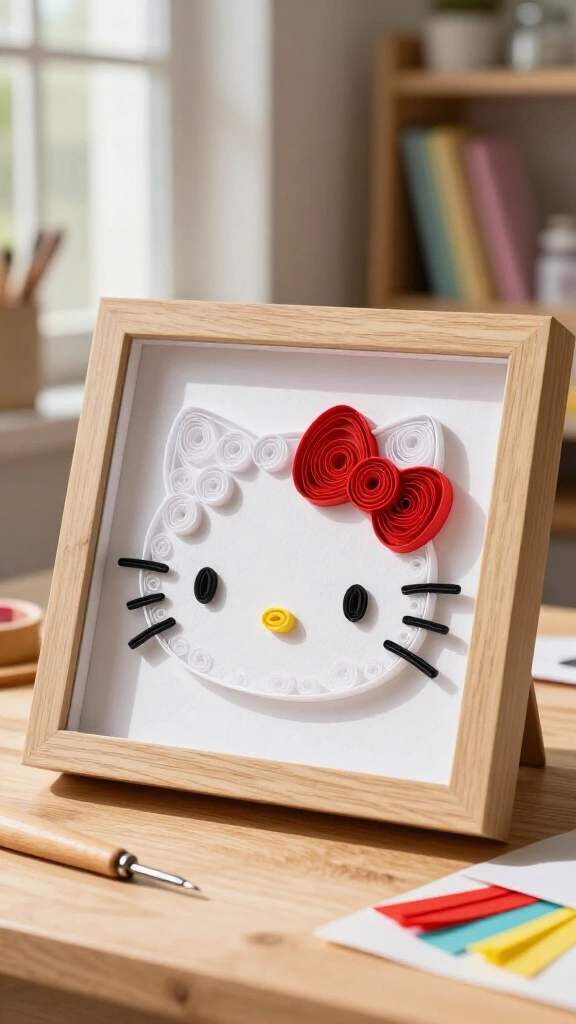 Hello Kitty paper quilling wall art