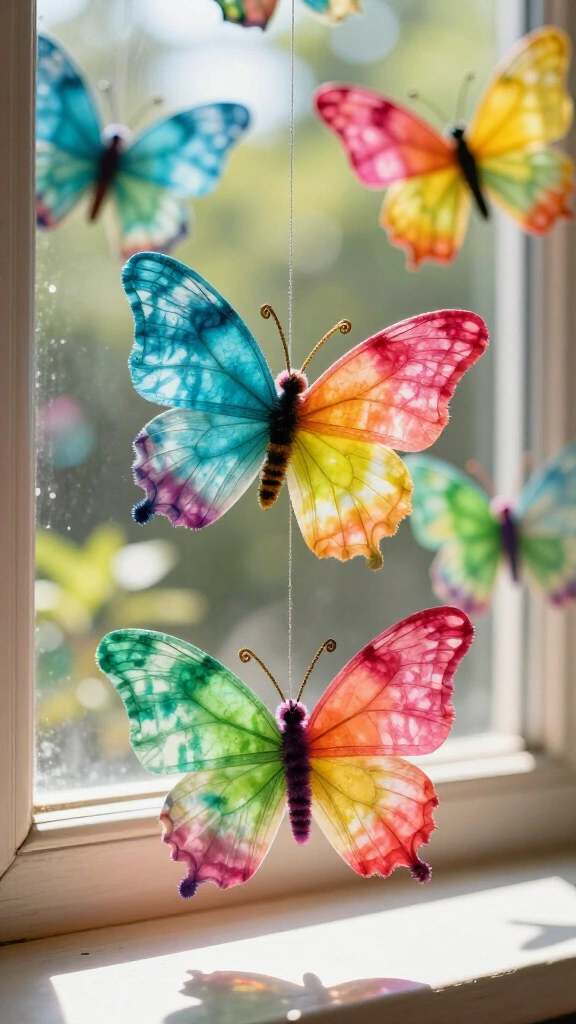 Colorful coffee filter butterflies