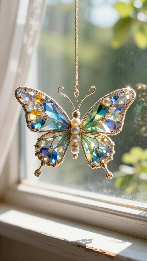 Crystal bead and wire butterflies