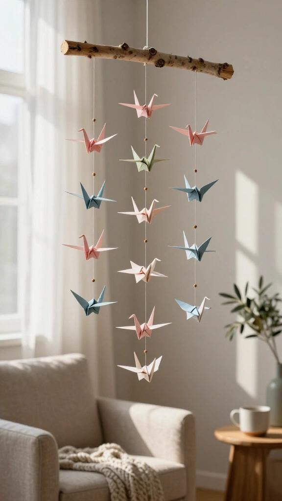 Hanging Origami Crane Mobile
