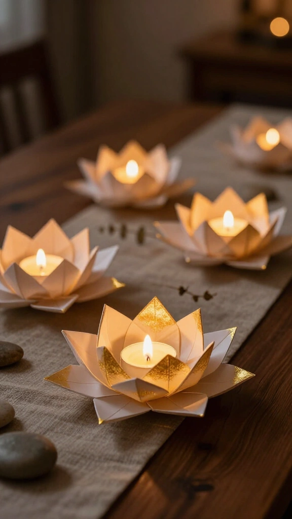 Origami Lotus Tea Light Holders