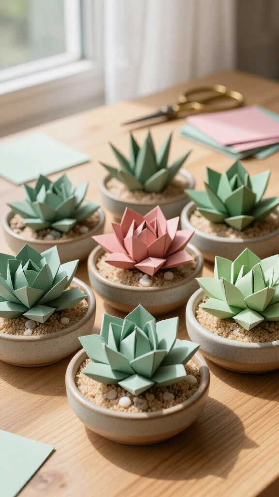 Zero-Maintenance Origami Succulent Garden