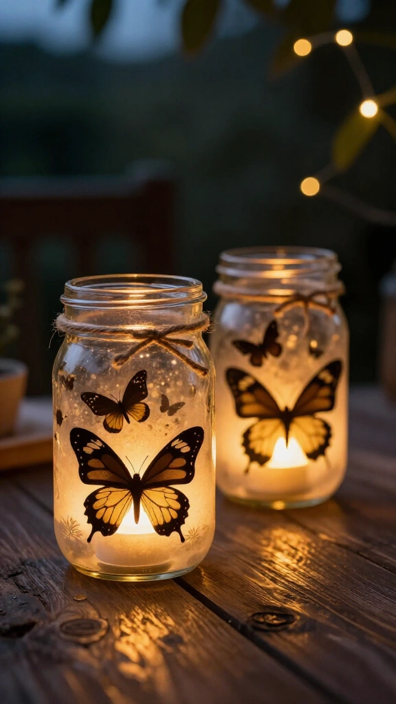 Glowing mason jar butterfly lanterns