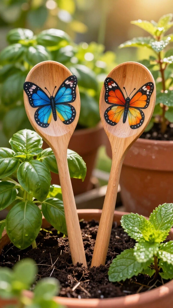 Wooden spoon garden markers