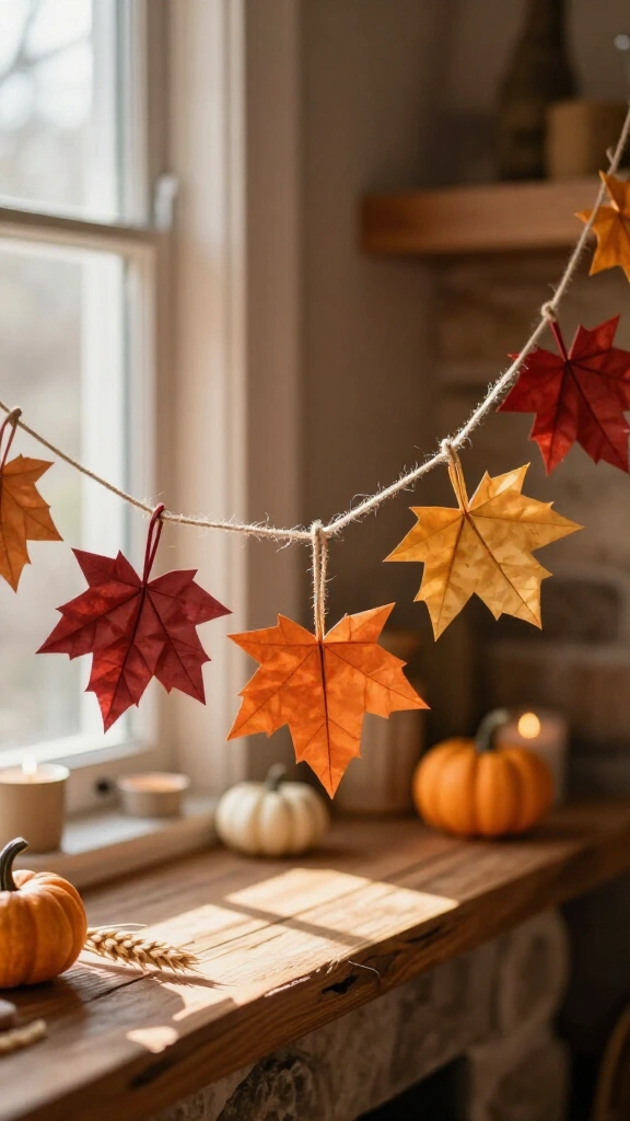 Autumn Origami Maple Leaf Garland