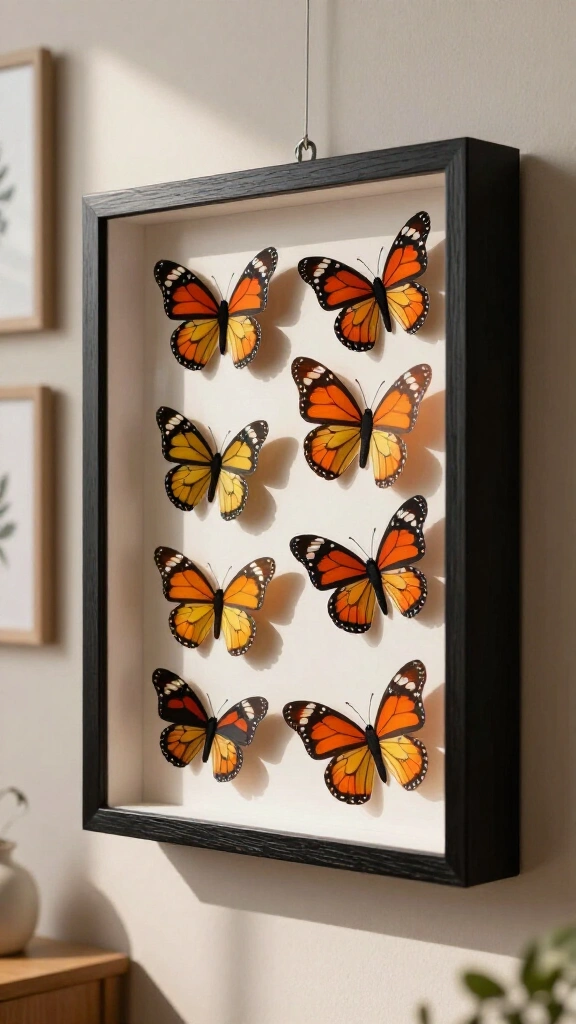 Floating butterfly shadow box