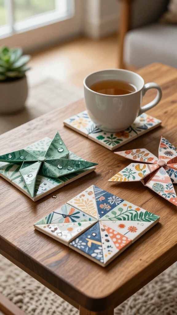 Waterproofed Origami Paper Coasters