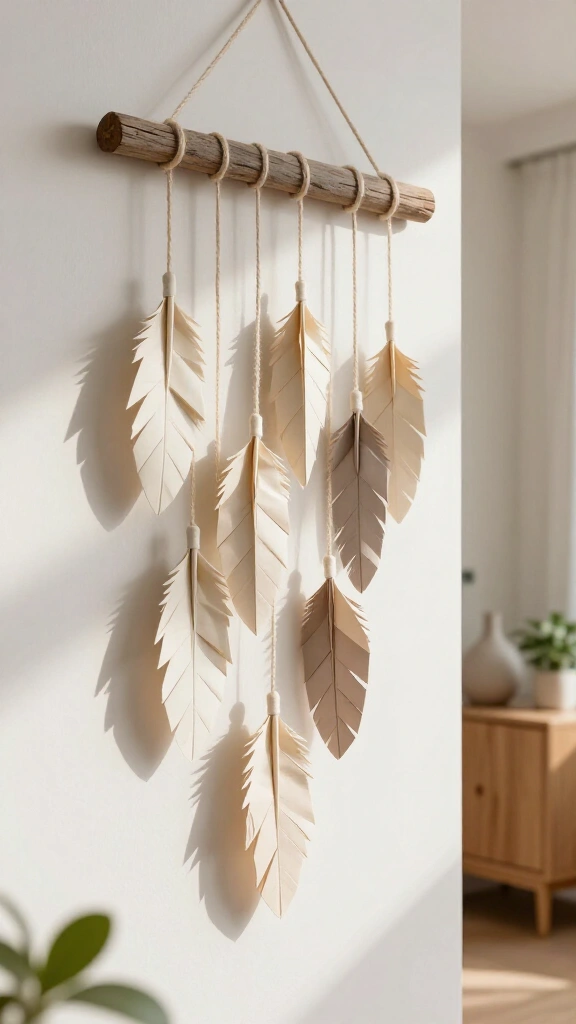 Modern Origami Feather Wall Hanging
