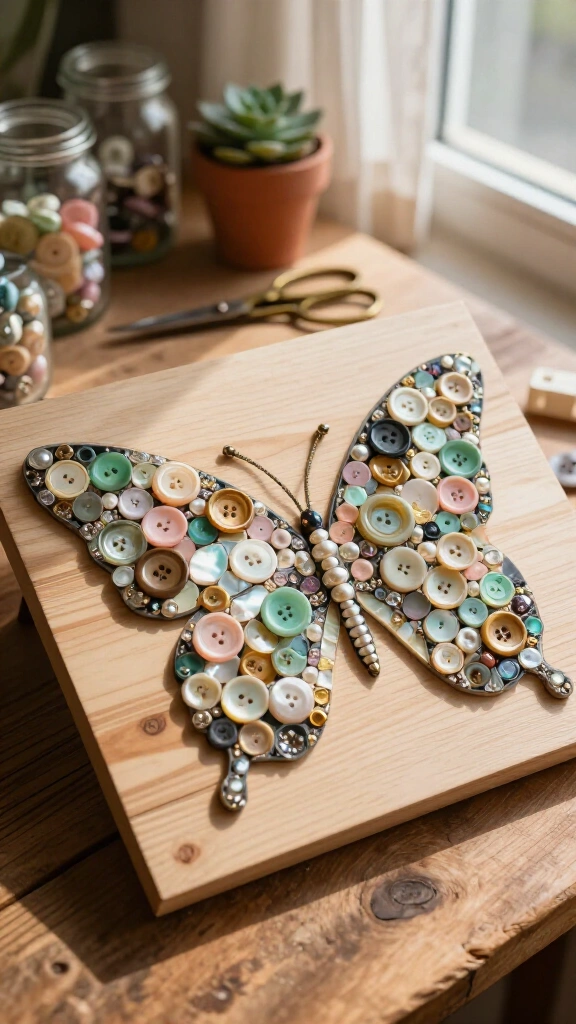 Mosaic vintage button wall art