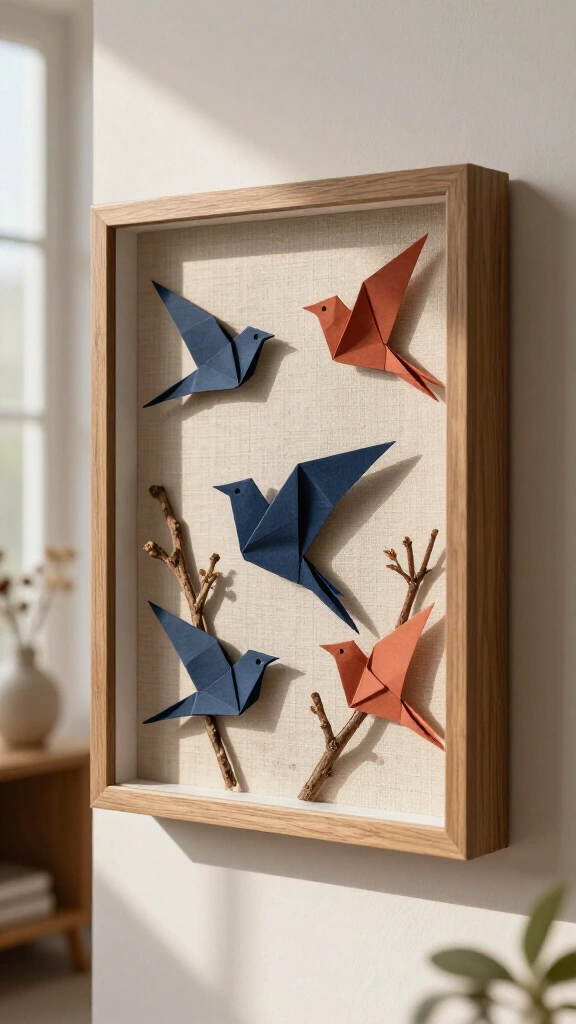 Origami Bird Shadow Box Collage