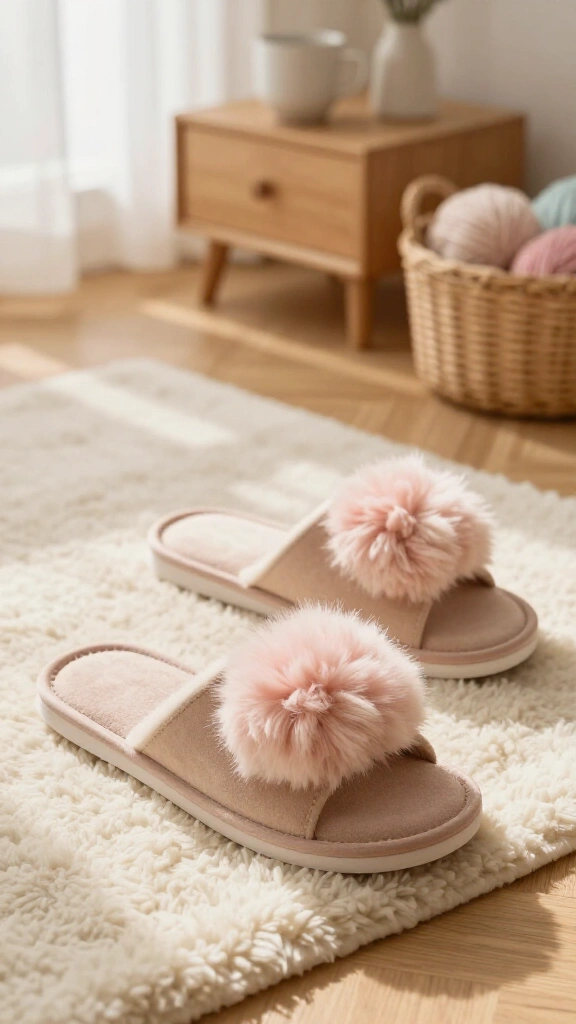 Fluffy Pom Pom House Slippers