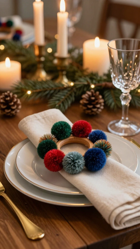 Festive Pom Pom Napkin Rings