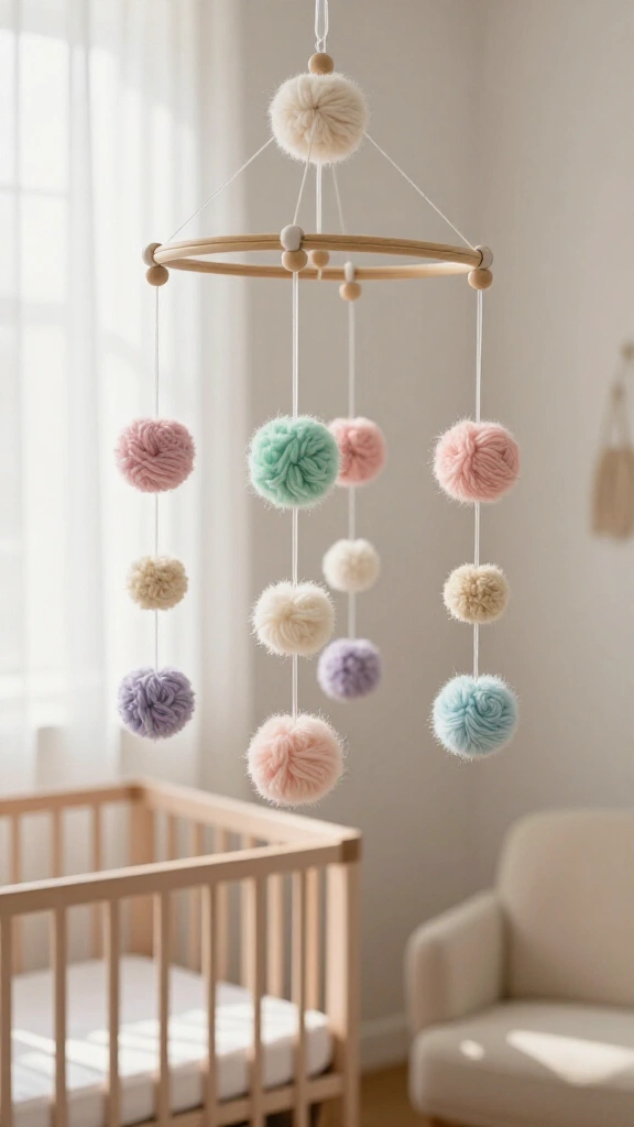 Floating Pom Pom Nursery Mobile