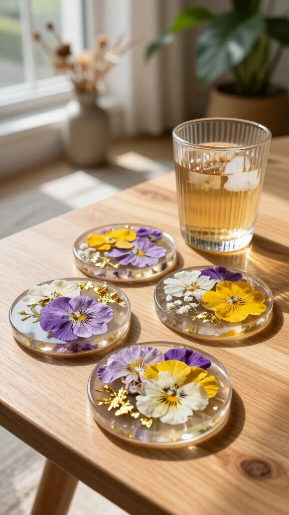 Dried Floral Resin Coasters