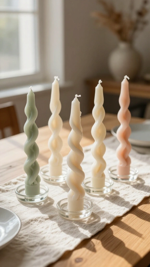 Ribbed Taper Candle Twisting