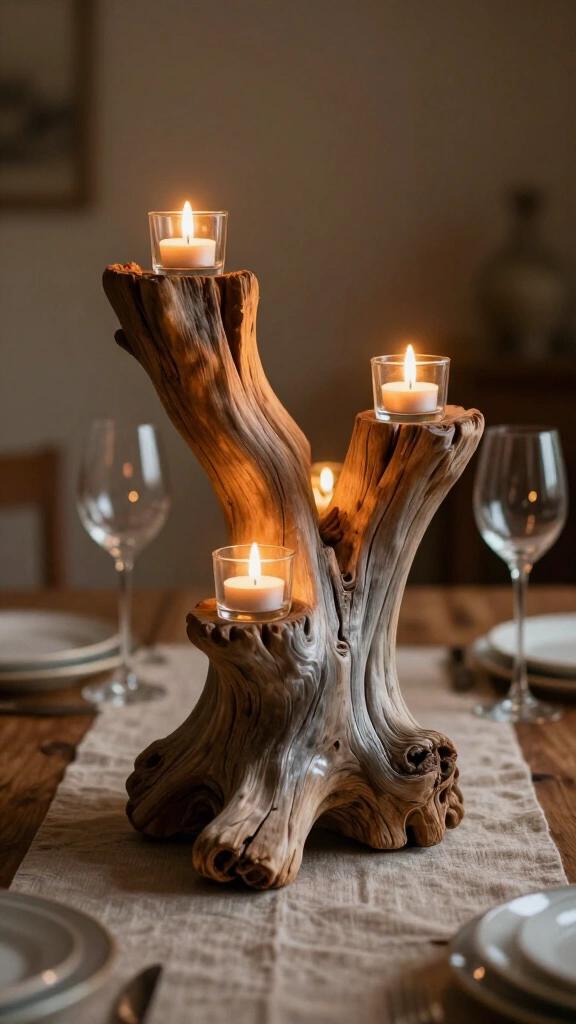 Sculptural Driftwood Candelabra