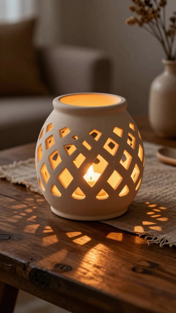 Pierced Ceramic Luminary