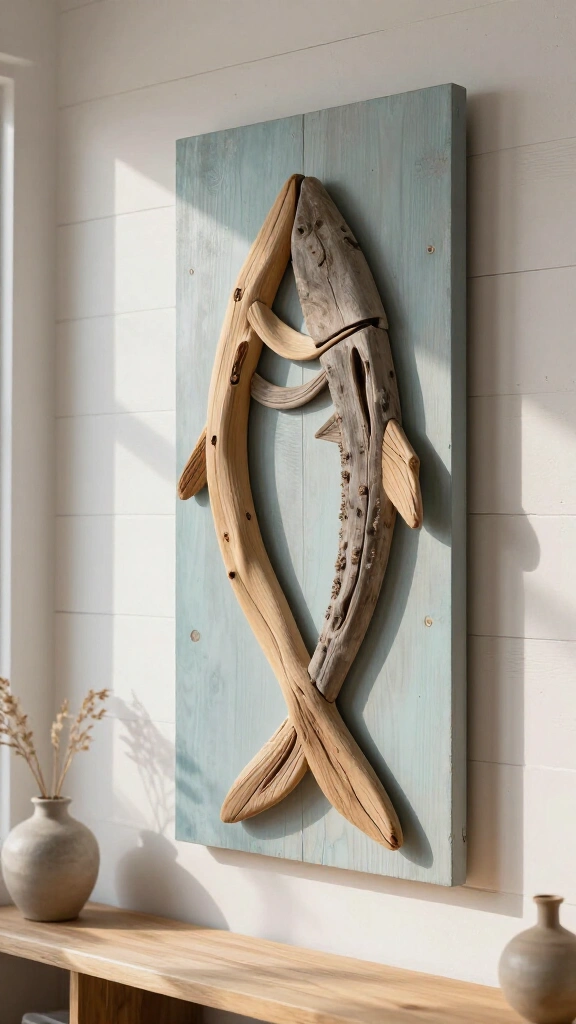 Abstract Driftwood Fish Art