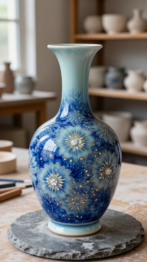Crystalline Glazed Bottle Vase