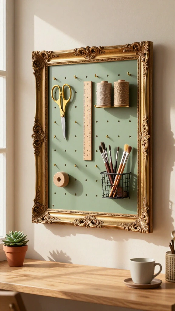 Framed Pegboard Craft Organizer