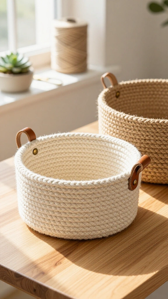 Hot Glue Rope Baskets
