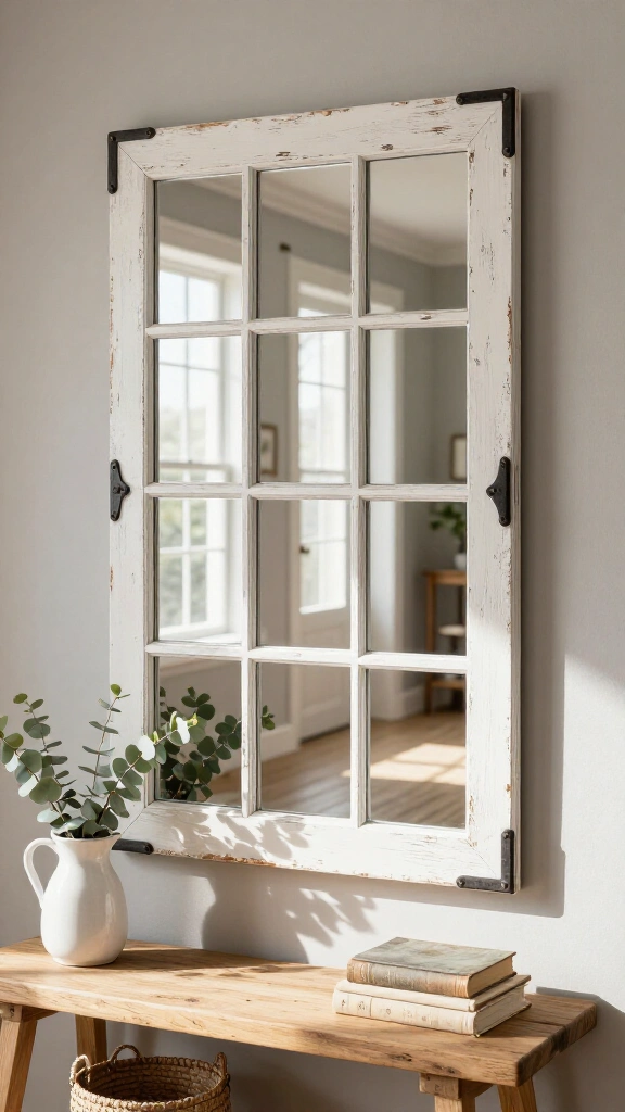 Rustic Window Pane Mirror