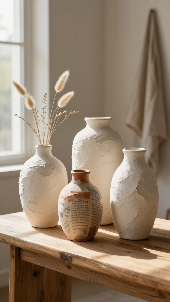 Faux Ceramic Papier-Mâché Vases