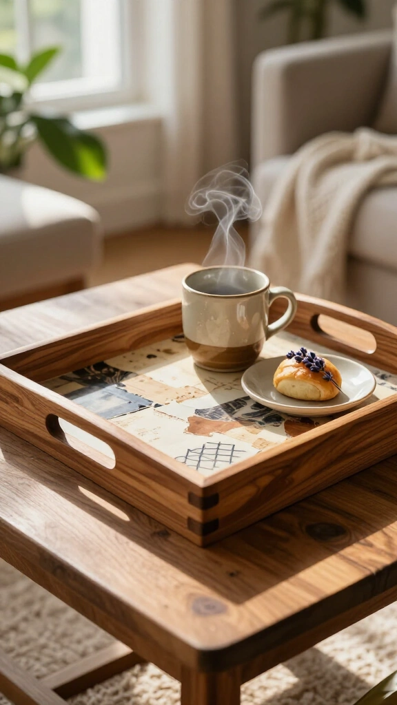 Decoupaged Wooden Serving Tray