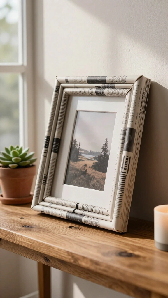 Rolled Newspaper Photo Frames