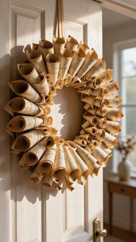 Rolled Book Page Floral Wreath