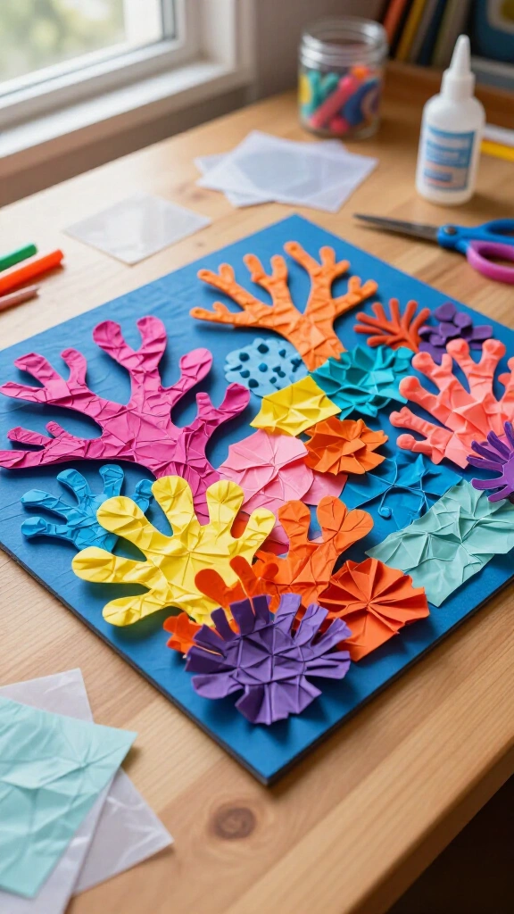 Tissue Paper Coral Reef Collage