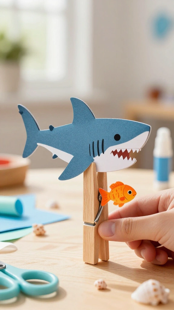 Clothespin Great White Shark